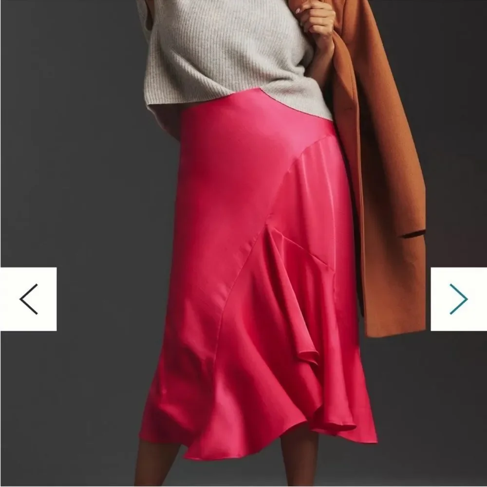 Anthropologie Hot Pink Asymmetrical Skirt - Picture 4 of 8